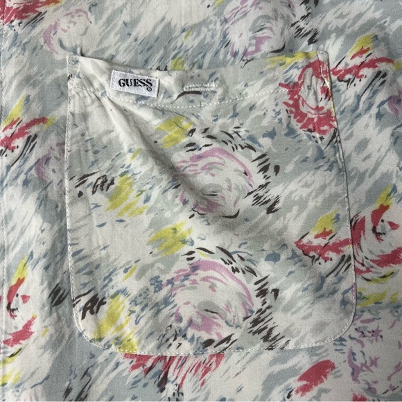 Vintage Guess by Georges Marciano Floral Short Sleeve Button Up Rayon Shirt L - Picture 4 of 9